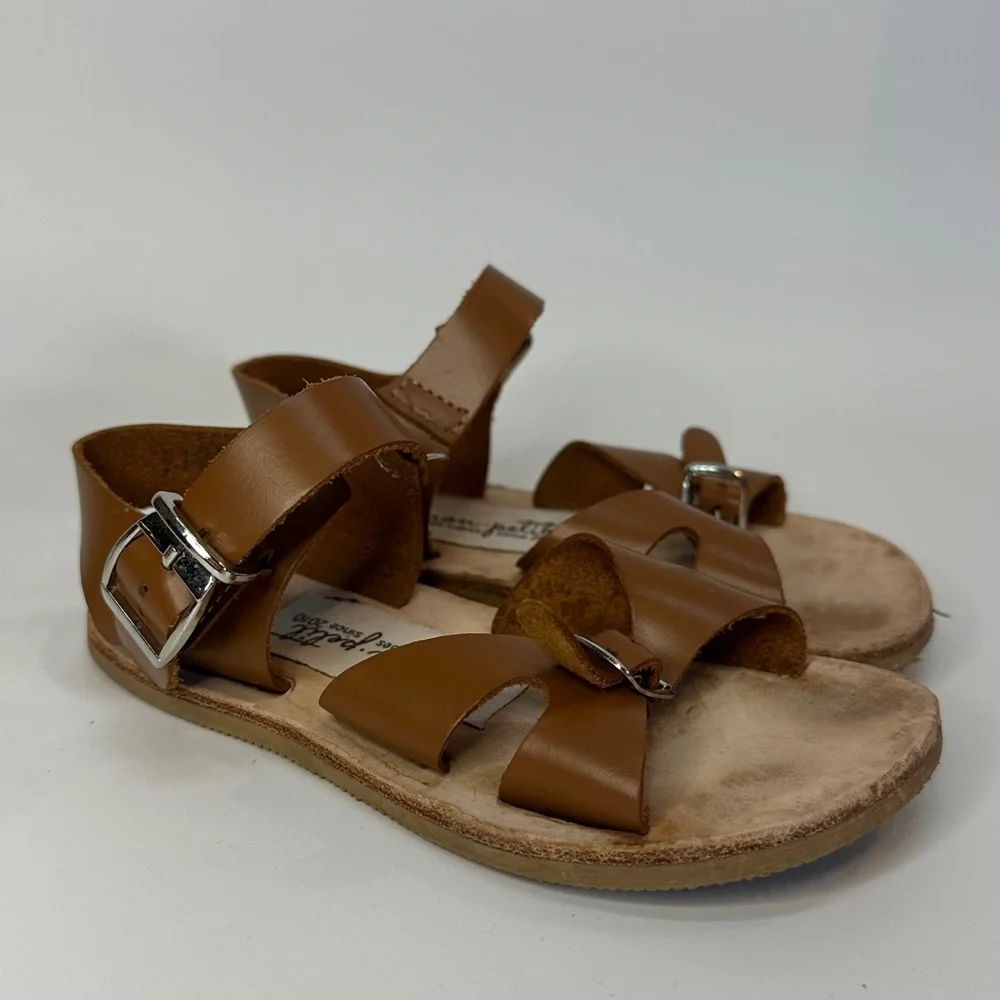 Mon Petit Shoes‎ Cap Cod Sandals Buckle Brown Tan Cognac Toddler Size 7 MP